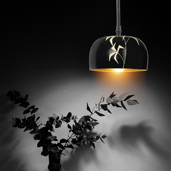 Flicker Shine Black Terracotta Ceiling Lamp