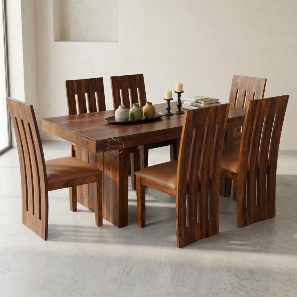 Shekhawati Crafts Arco sheesham wood dining table set