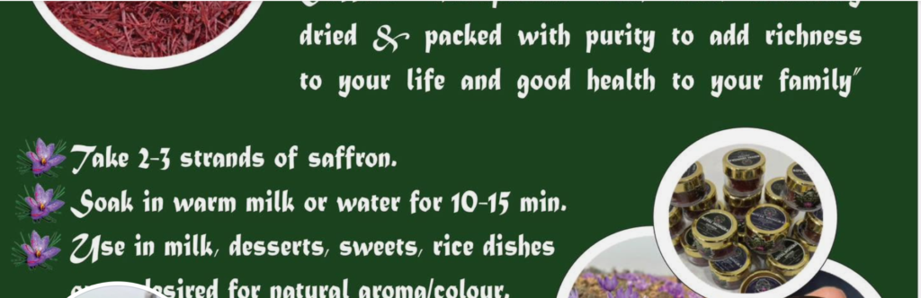 Royal Mongra Saffron products and Kashmiri saffron threads
