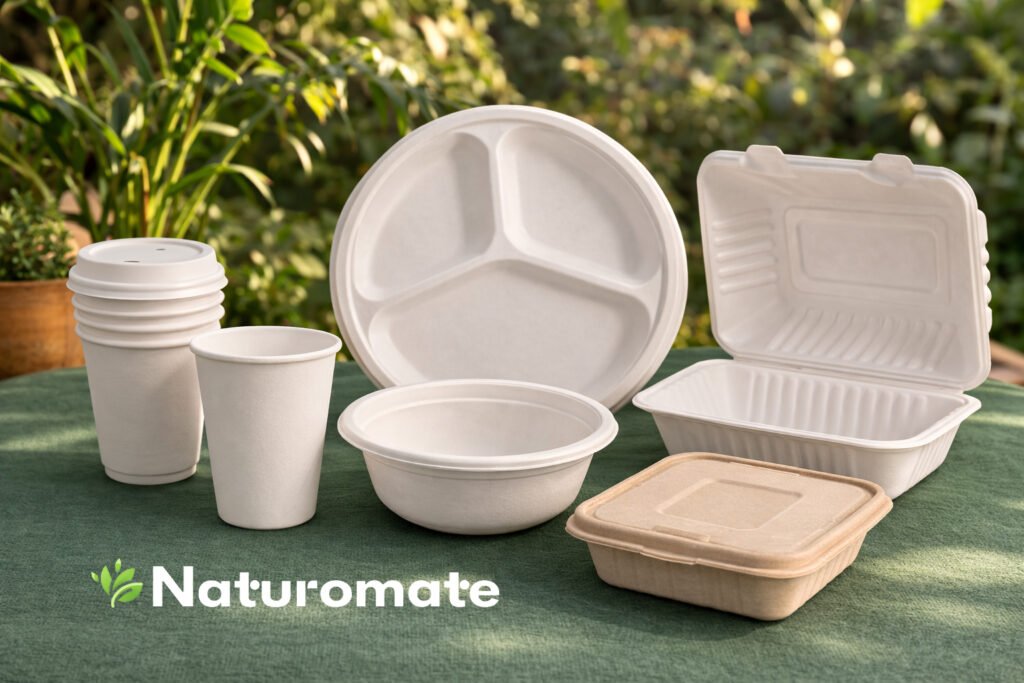 Naturomate bagasse tableware and paper packaging